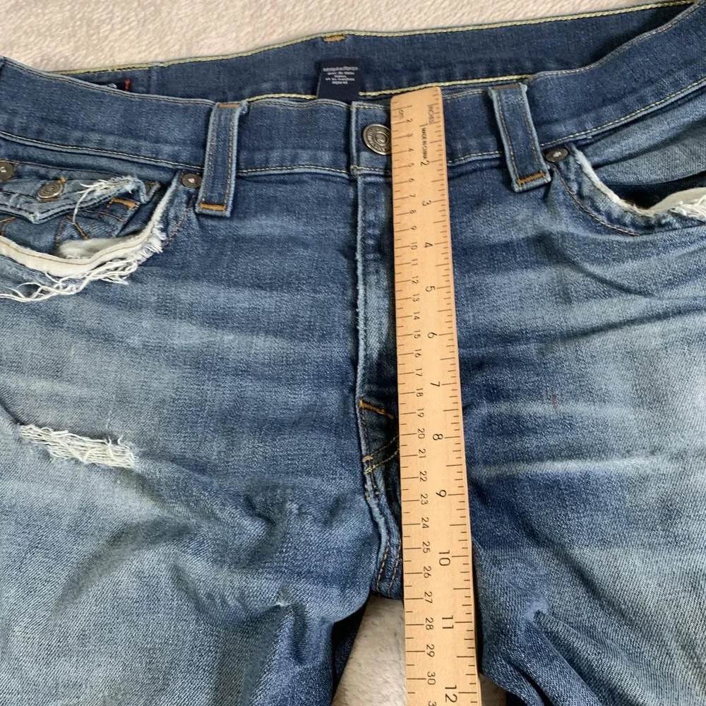 True Religion Geno Jeans Mens 36x35 Blue Relaxed Slim Fit‎ Distressed Denim